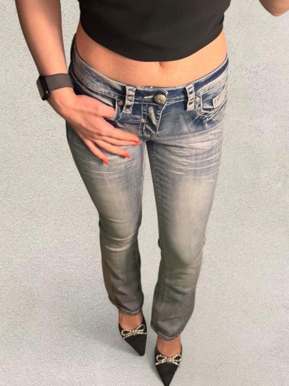 Y2K Fire & Rain Low Rise Flare Denim Jeans Women's 5